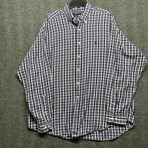 Ralph Lauren Golf Shirt Men XL Multi Plaid Classic Fit Long Sleeve Button Down - Picture 1 of 7
